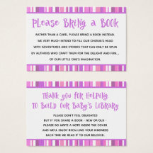 Roze Strepen Baby Meisje Shower Boek Verzoek Kaart