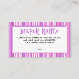 Roze Strepen Baby Meisje Shower Luier Raffle Kaart