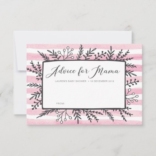 Roze strepen Baby shower Advies voor Mama Kaarten (Voorkant)