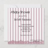 Roze strepen Baby shower Kaart (Achterkant)
