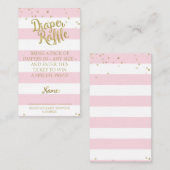 Roze Strepen Baby shower Luier Raffle Insert Meisj Informatiekaartje (Voorkant / Achterkant)