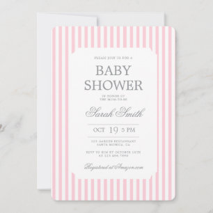 Roze Strepen Baby Shower meisje Uitnodiging