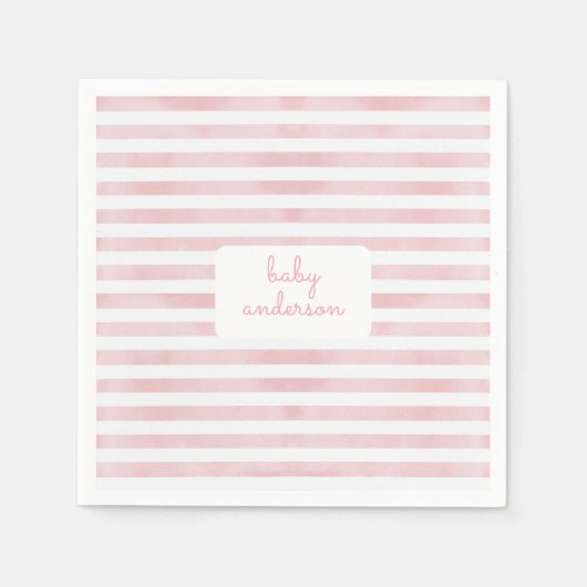 Roze strepen Baby shower Servet (Voorkant)