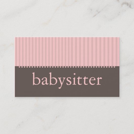  roze strepen Babyzittend Visitekaartje (Voorkant)