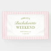 Roze Strepen Bachelorette Feest Banner (Horizontaal)