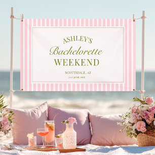 Roze Strepen Bachelorette Feest Banner