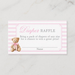 Roze Strepen Beer Baby Shower Luierspel Kaart
