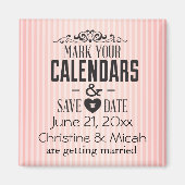 roze strepen Bewaar de datum Magneet (Voorkant)