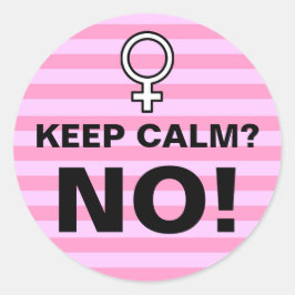 Roze strepen Blijf kalm Nee Ronde Sticker