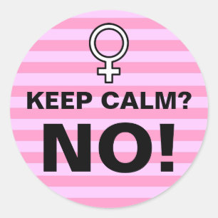 Roze strepen Blijf kalm Nee Ronde Sticker