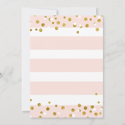 Roze Strepen Bloemen Goud Confetti Verjaardagsfees Kaart (Achterkant)