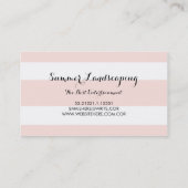 Roze strepen bloemen goud confetti waterverf visitekaartje (Achterkant)