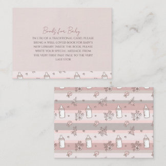 Roze Strepen Boeken voor Baby Shower Notitiekaartje