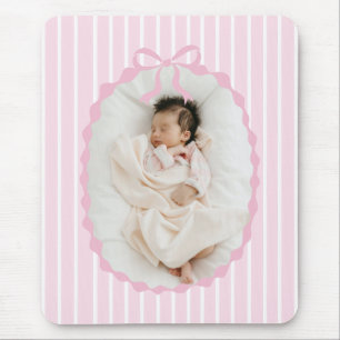 Roze Strepen Boog Frame Aangepaste Foto Muismat