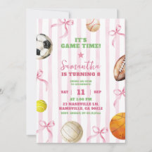 Roze Strepen Boog Meisje Sporten Spel Tijd Verjaar