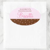 Roze strepen-bruin Stippen zelfgemaakt Ovale Sticker (Tas)