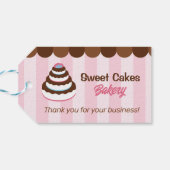 Roze Strepen Cake Bakkerij Bruine luifel Verpakkin Cadeaulabel (Achterkant Horizontaal)