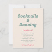 Roze Strepen Cocktails & Dancing 21e Verjaardag Kaart (Voorkant)