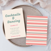 Roze Strepen Cocktails & Dancing 21e Verjaardag Kaart