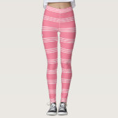 Roze strepen custom monogramleggingen leggings (Voorkant)
