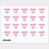 Roze Strepen Dank u Dubbele Kant Bruiloft V2H Hart Sticker (Vel)