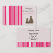 Roze Strepen Designer Taart Visitekaartje (Voorkant / Achterkant)