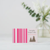 Roze Strepen Designer Taart Visitekaartje (Staand voorkant)