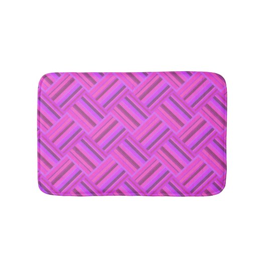 Roze strepen diagonaal geweven patroon badmat (Voorkant)
