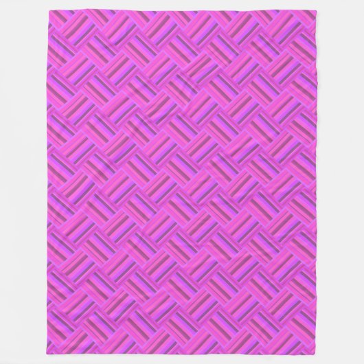 Roze strepen diagonaal geweven patroon fleece deken (Voorkant)