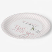 Roze strepen Een kleine is onderweg Papieren Bordje (Gekanteld)