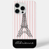 Roze strepen Eiffeltoren Case-Mate iPhone Case (Achterkant)