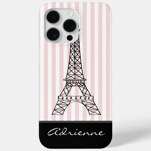 Roze strepen Eiffeltoren Case-Mate iPhone Case (Achterkant)