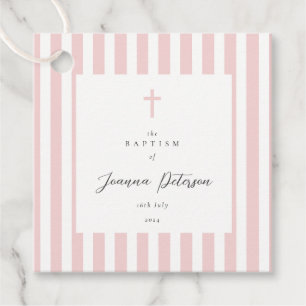 Roze strepen Elegante doop Bedankjes Labels