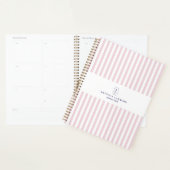 Roze strepen, elegante planner met monogram (Display)