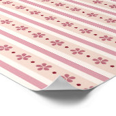 Roze Strepen En Bloemen Poster (Hoek)