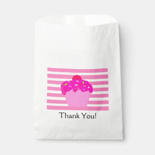 Roze Strepen en Cupcake Bedankzakje (Voorkant)