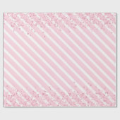 Roze Strepen en Glitter Elegant Cadeaupapier (Vlak)