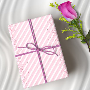Roze Strepen en Glitter Elegant Cadeaupapier