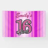 Roze strepen en glitter nummers spandoek (Horizontaal)