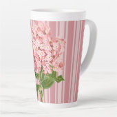 Roze Strepen en Hortensia Latte Mok (Rechterhoek)
