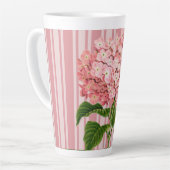Roze Strepen en Hortensia Latte Mok (Linkerhoek)