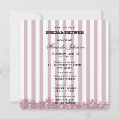 Roze Strepen en Kant Bruids Kaart (Voorkant)