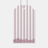 Roze strepen en kant bruidsdouche cadeaulabel (Achterkant)