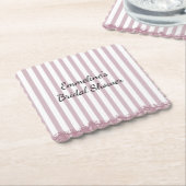 Roze Strepen en Kant Bruidsfeest Kartonnen Onderzetters (Gebogen)