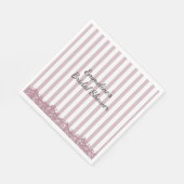 Roze Strepen en Kant Bruidsfeest Servet (Hoek)