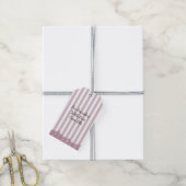 Roze Strepen en Kant Bruidsuitvaart Cadeaulabel (Met Touw)