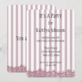 Roze strepen en kant verjaardag kaart (Voorkant / Achterkant)