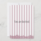 Roze strepen en kant verjaardag kaart (Achterkant)