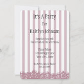 Roze strepen en kant verjaardag kaart (Voorkant)