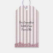 Roze strepen en kant Vrijgezellenfeest Cadeaulabel (Voorkant)